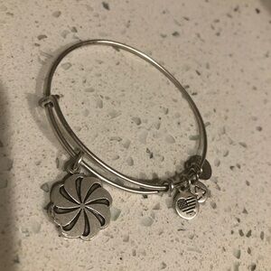 Alex and Ani Eternity Silver Tone Charm Bangle Bracelet Excellent Condition